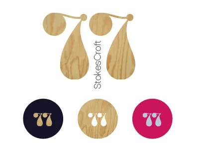 77SC Logo 77 brand circles custom logo numbers type typography wood wood effect wood texture