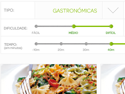 Receitas Detail design filter milaneza portugal ui ux webdesign