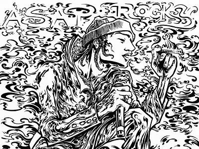 A$AP Rocky - Line Art asap rocky drawing gig poster illustration ink pen process reference