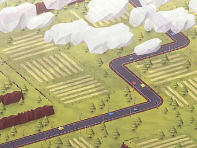 Road V3 @2x 2012 3d car hill isometric low lowpoly maya photo photoshop poly road safety shop speed