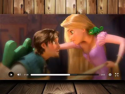Video player UI cartoon controls design fullscreen interface moscow movie pause play player psd russia seekbar show stop tangled time timeline tv ui user video video player videoplayer volume youtube