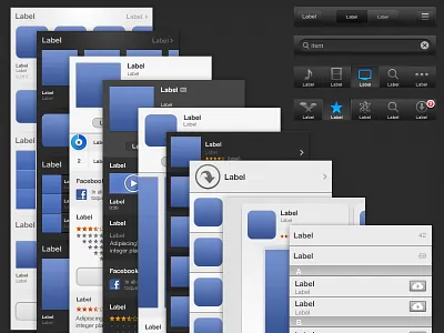 IOS 6 GUI - Itunes & App Store app store apple button free freebie gui item itunes list ui