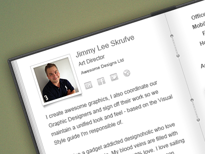 Contact Details View address book apple binding book concept contact layered leather psd send textmessage skeuomorphic ui