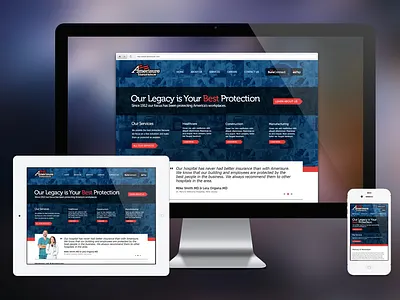 Amerisure Homepage Pitch amerisure biznet black blue design devices homepage insurance ipad iphone landing page mobile red responsive tablet ui website