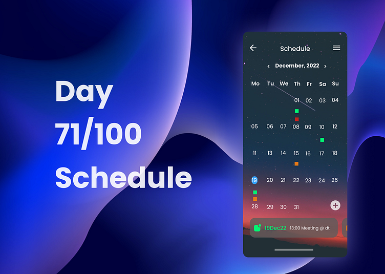 Day 71 Schedule by Sherry Yu on Dribbble