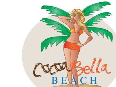 CocoaBella Beach bikini lady logo online store vintage logo women
