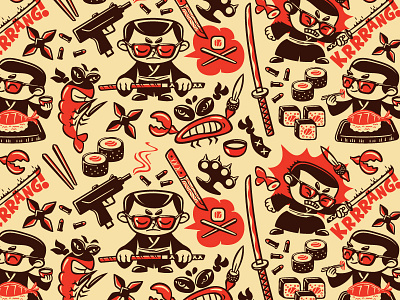 Mama Mafia. Japan pattern character gangster illustration japan pattern