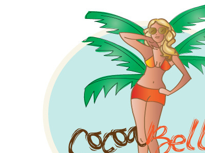CocoaBella Beach bikini lady logo online store vintage logo women