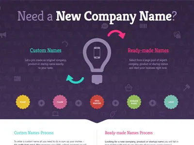 New company name badge big typography interface simple ui web website