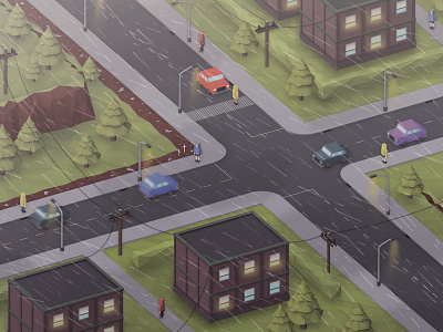 Rainy 2012 3d car hill isometric low lowpoly maya photo photoshop poly road safety shop speed