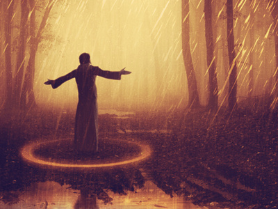 Kabbalistic Rain art bull fire jewish kabbalah man mystic poster pray rain spiritual water