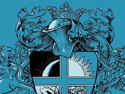 redeemed + adopted coat of arms crest griffin helmet heraldry lion mantle motto supporters