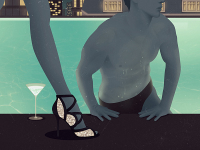 Rooftop Pool city digital editorial fashion hyde illustration menswear mr pool swimming