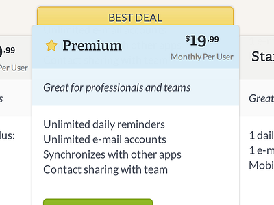 Pricing page adelle css3 fontawesome lato marketing test