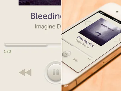 Creamp3 3d app button creamy icon ios iphone minimal mobile design music pause player