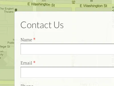 Contact Us contact fields form google green input lato map merriweather