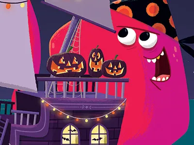 Yo Ho Ho! It's a Pirate Paarty! character elephants halloween poster retro target texture