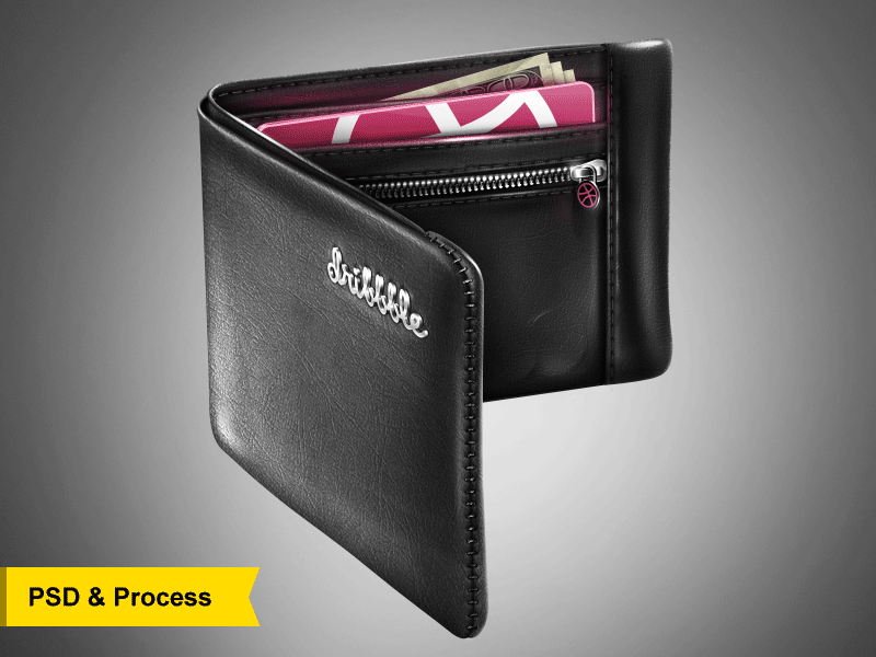Dribbble Wallet PSD & Process