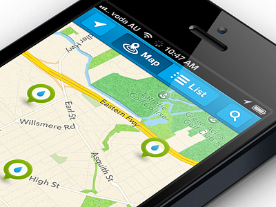 Choose Tap - iOS Map View blue icon ios iphone map marker pin ui water