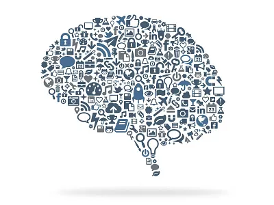 This is your brain on design. blue brain grey icons