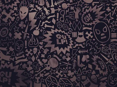 Gulp! branding batman bike black brand cartoon dark flexible guitar identity illustration logo mark skull texture