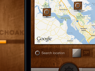 Touchoak Detail dashboard design elements frame google iphone iphone5 location map maps marker oak retina search textured ui user interface wood wooden