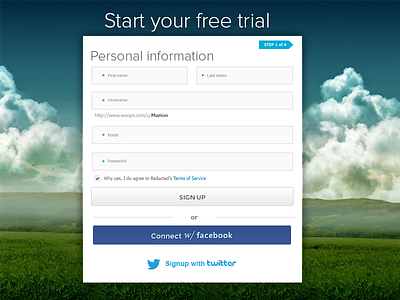 DH signup facebook signup twitter ui uix web design webdesign