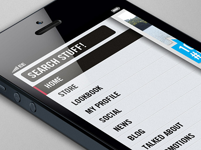 Options Slider app bar black button buttons down drop gesture icons interface ios iphone menu red search settings slide swipe ui white