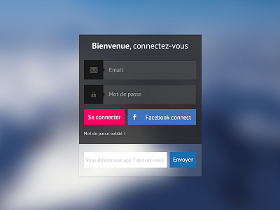 Backend login app backend blur box email facebook connect form login modal signup