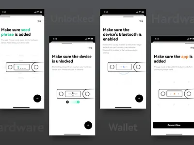 Hardware wallet guidance page added bluetooth button equipment guidance guide hardware input lock matching skip ui unlocked wallet