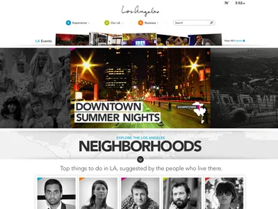 Discover Los Angeles big imagery city colorful location los angeles map tour guide typography web