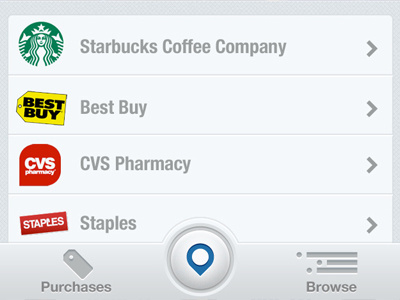 Locate partners via map bottom nav clean ios iphone list box list items navigation ui white