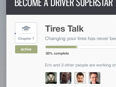 Chapter Progress active author bar chapter eric green item light pattern point progress ui ux