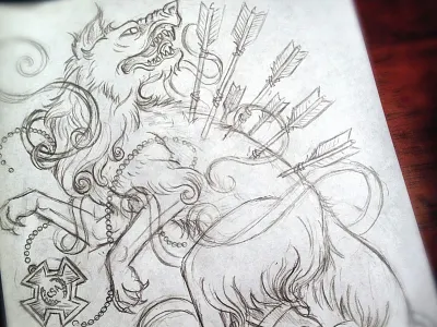 Werewolves of the Confederacy - Sketch americana arrow art castle derrick derrick castle design drawing graphic design illustration nashville nashvillemafia straw castle tattoo werewolf werewolves of the confederacy wolf