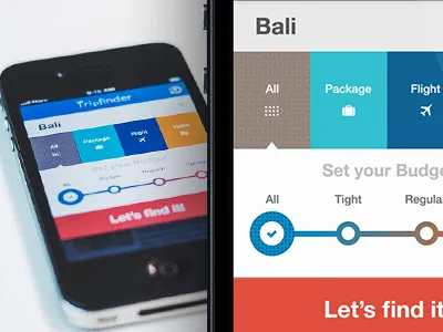 Search Filters app budget check clear crisp deals field filters finder flights hotels icon ios iphone list minimal modul navigation package search simple slider ui ux