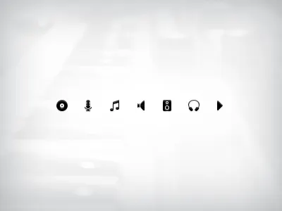 Musical Icon Set 16px free headphones icon icons mic microphone music musical note play psd record small speaker vinyl