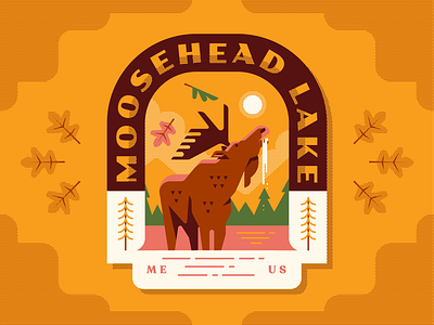 Moosehead Lake badge explore illustration lake maine moose outdoors travel wildlife