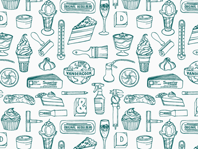 Pattern Redux Dot Com desserts illustration pattern printmaking seamless