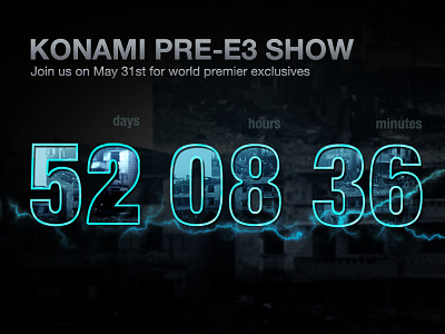 E3 Countdown dark gaming graphic modal ui web