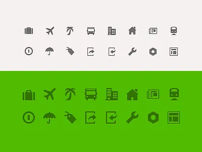 16, 24, 32, 64 px icons 16 24 32 64 app bolts building bus design flight glyphs holiday hotel icons layout log out login logout news package plane preference scale train travel ui ux web