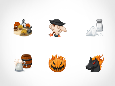 Sleepy Hollow Icons beer cask halloween horse icon illustration mug pumpkin salt shaker sleepy hollow vector