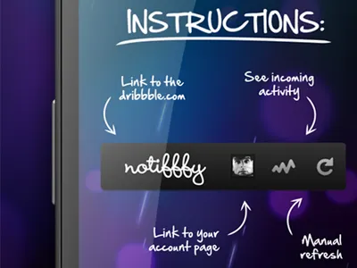 notifffy :: Android Widget Based On DribbbleAPI android app application dribbble free freebie gui interface notifffy notification notify ui widget