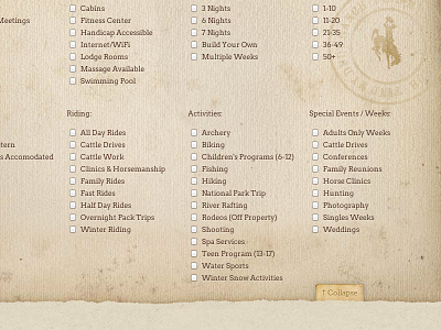 Wyoming Dude Ranch brand brown buttons country cowboy cows dude ranch field horses leather links mountains orange ranch red selection stamp sub navigation texture website western wyoming