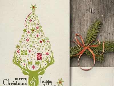 Xmas Tree Graphic Holiday Card card christmas deer gift graphic greetings holiday new year presents snow snowflake tree xmas