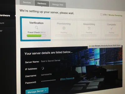 Live Server Setup ajax icons progress bar tracker ui