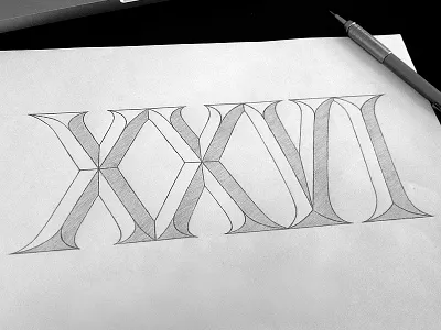 XXVI (sketch) coffee made me do it hand drawn lettering numerals roman simon ålander sketch typography
