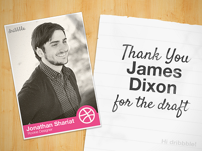 Hello Dribble! design free fun photoshop player card psd skeuomorphic thank you