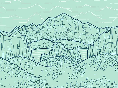 Garden Of The Gods and Pikes Peak bushes colorado geometric illustration landscape mountains simple trees vector