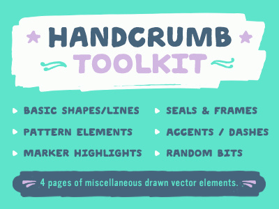 Handcrumb Toolkit 4 pages accents creative market creativemarket crumbs drawn elements for sale frames hand handcrumbs lines seals shapes toolkit vector