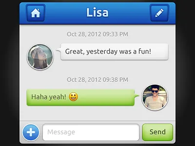 Chat iphone app app blue chat green iphone message messages ui